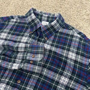 Brooks Brothers Flannel Shirt Large Blue Green Plaid Regent Fit Button Down